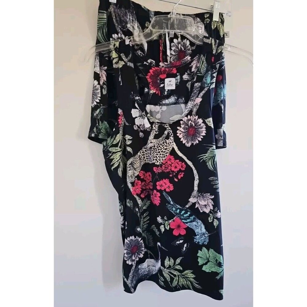 Echo Womens Gothic Safari Floral 2 Piece Racerback Pajama Lounge Set Size Med
